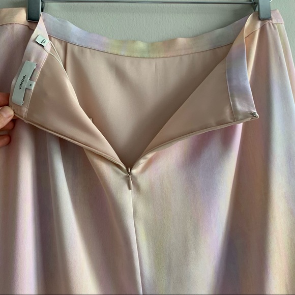 VINCE Rainbow Wash Drape Asymmetric Midi Skirt pastel pink slip skirt - Picture 14 of 16